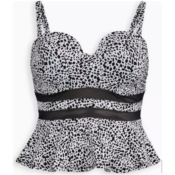 Torrid Women's Underwire Black and White Peplum Swim Top NWT Sz 1X (14-16) - Picture 4 of 13